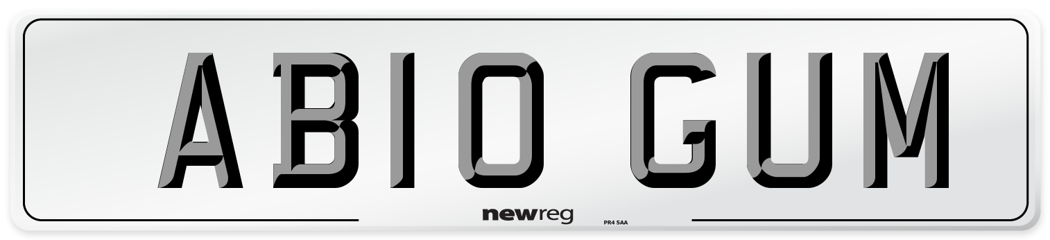 AB10 GUM Number Plate from New Reg